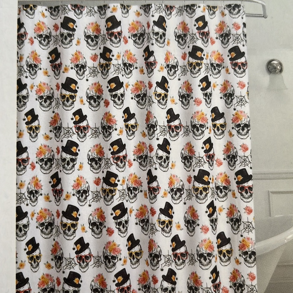 Deborah Connolly home shower curtain Halloween themed 71 in x 72 in